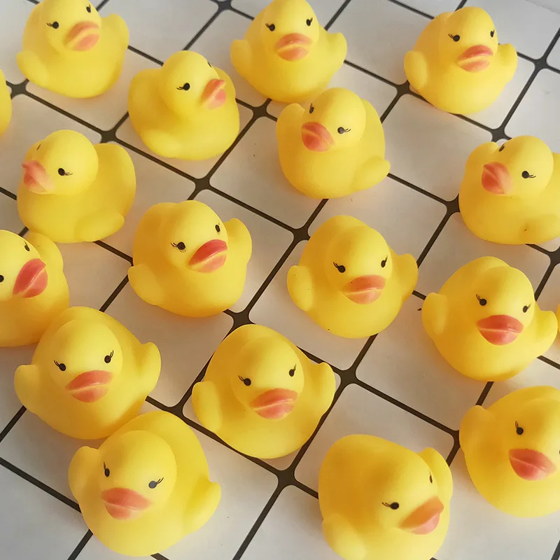 10pcs Baby Bath Toy Cute Little Yellow Duck with Squeeze Sound Soft Rubber Float Ducks Play Bath Game Fun Gifts for Children