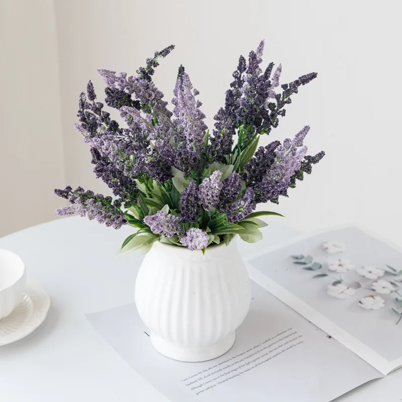 Artificial Lavender Flowers Foam Wheat Artificial Plants Bouquet Crafts Fake Flower Wedding Table Home DIY Arrangement Decor