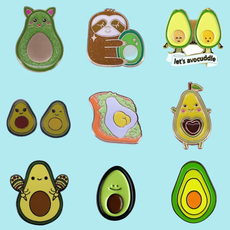 Top Grade Avocado Cat Fruit Sandwich Enamel Pin Animal Sloth Lapel Metal Brooch Backpack Hat Ornament Gift For Girl Wholesale