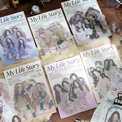 6 Style,seach with 30 Sheets,DIY Handmade Decorative Materials for Girl Character Stickers Suitable for Different Collage Scenes