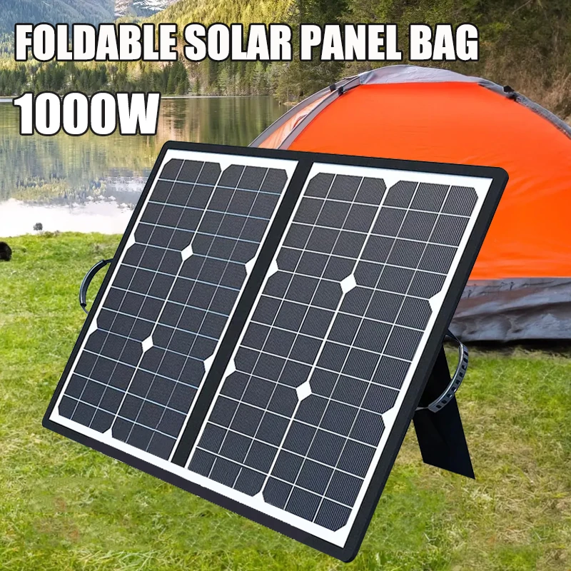 

1000W Foldable Solar Panel Kit USB Tyep-C DC Output Portable Folding Bag 18V Power Charger for RV Car Boat Caravan Camp Outdoor