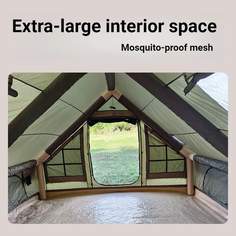 Tenda Camping Keluarga yang Luas, Tenda Luar Ruangan yang Dipertebal, Tahan Hujan, Tenda Tiup untuk Menginap, Pelindung Matahari, Tahan Angin, Perlengkapan Camping