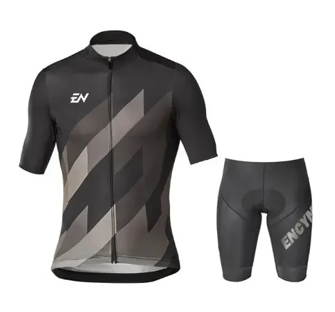 

New 2022 ENCYMO Black Men Cycling Jersey Summer Short Sleeve Set Maillot Shorts Bicycle Clothes Sportwear Shirt Clothing Suit