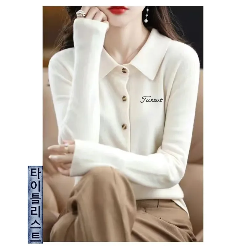 Korean Golf Sweater Women Golf Wear 2024 Autumn New Polo Shirt Luxury Windproof Knit Cardigan Coat Women\'s Golf Clothing