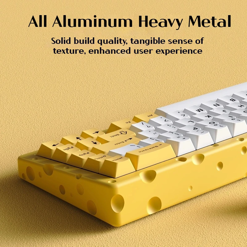 AJAZZ AC067 Cheese Theme Gaming Mechanical Keyboard Aluminum Gasket Hotswappable RGB Esports Wired Gamer Keyboard For Laptop PC