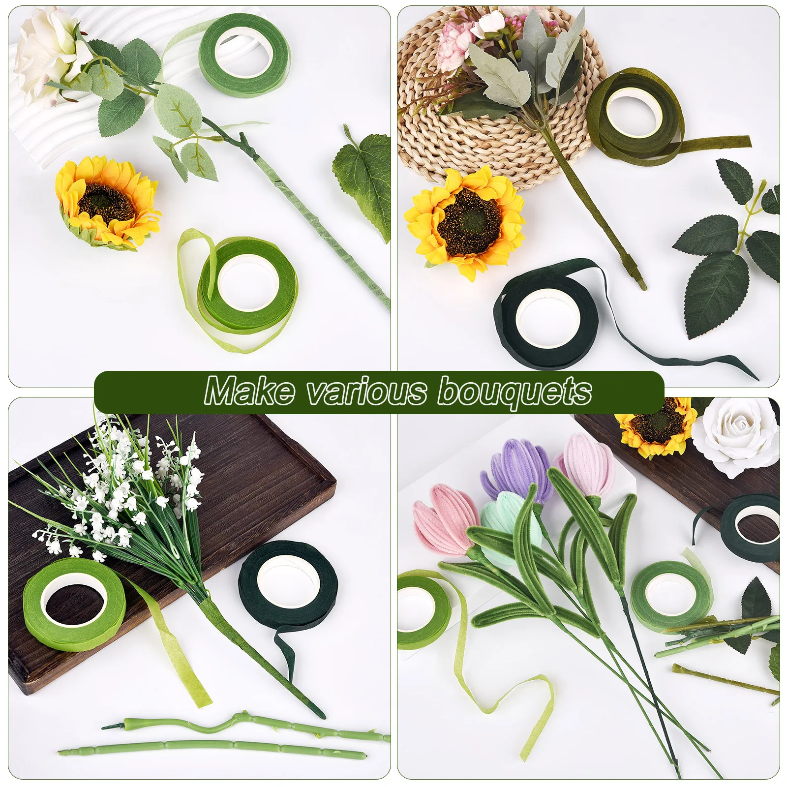 1.2cm 30 Yards Color Floral Wrapping Paper Tapes Self-Adhesive DIY Flowers Decor For Artificial Flowers Bouquet Wedding Decor