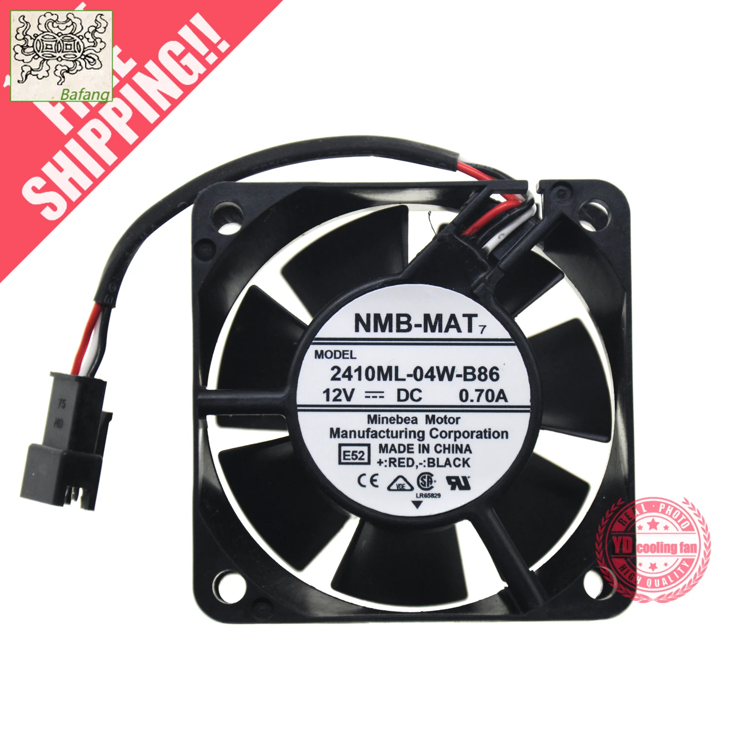 

jinlingge For NMB-MAT Minebea 2410ML-04W-B86 6025 12V 0.70A 6CM Temperature control high air volume cooling fan
