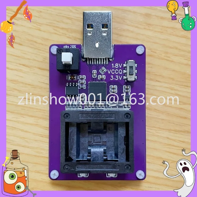 EMMC153 burning seat to USB3.0 mirror image reading and writing emmc chip test