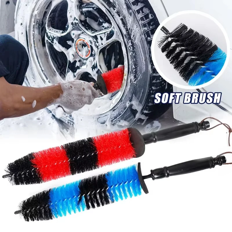 Lange Autoreinigungsbürste mit Weichen Borsten für Felgen und Reifen, Detailing-Bürste mit Verlängertem Griff