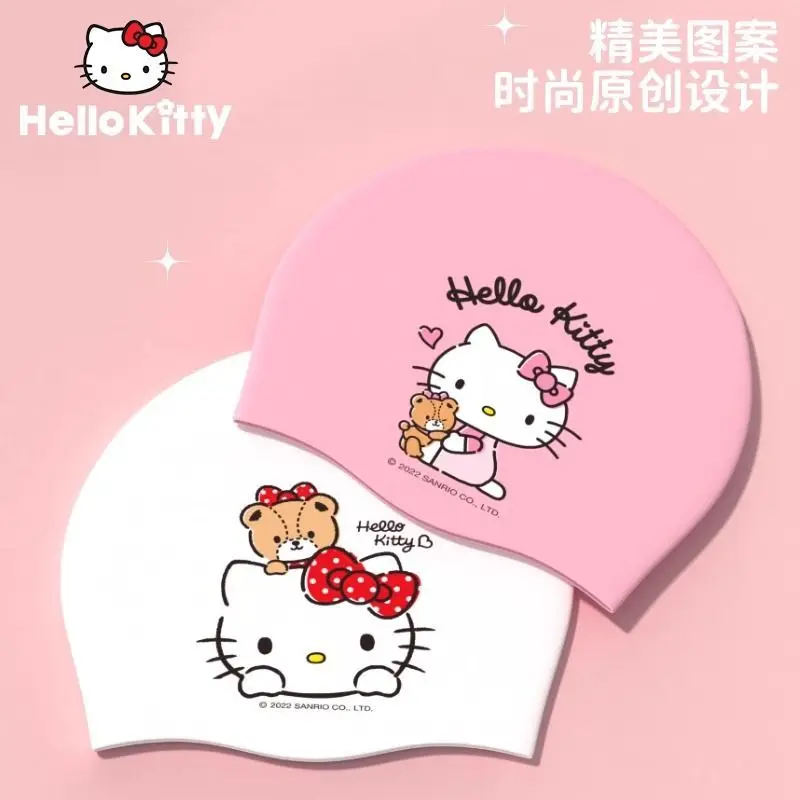 قبعة السباحة هالو كيتي الإبداعية الجديدة عالية القيمة سانريو سيليكون مقاوم للماء و untie الكرتون kawaii فتاة القلب هدية بالجملة #5