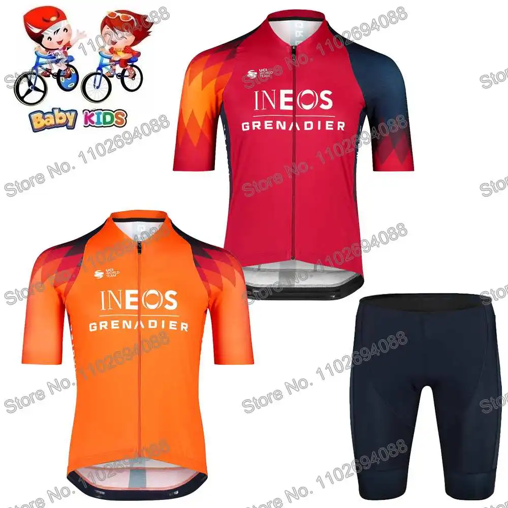 Ineos Grenadier 2023 Boys Cycling Jersey Set Kids Cycling Clothing Summer Bicycle Bib Shorts MTB Children Road Bike Shirt Suit