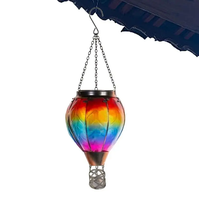 

Hot Air Balloon Solar Light Outdoor Garden Decor Waterproof LED Flame Appearance Hanging Lantern For Garden Porch decoration