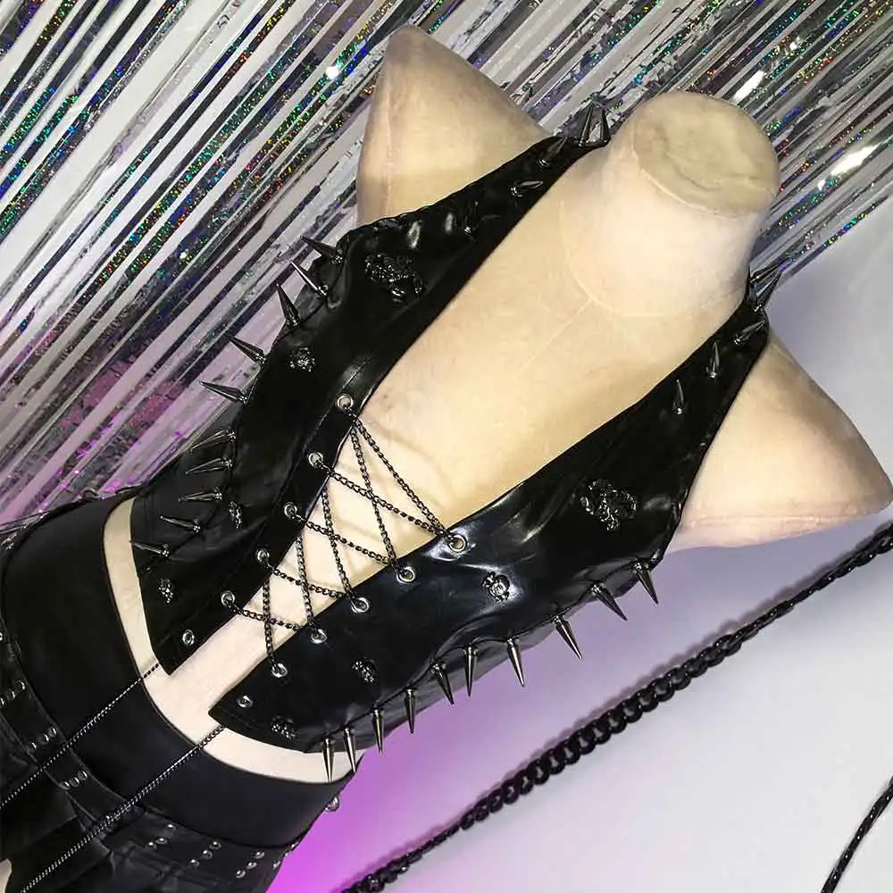 Carro armato gotico E-Girls borchiato rivetto fai da te Goth Harajuku Grunge Y2K TOP Eco Punk Rock teschio alla moda fatto a mano Kawaii anni '90 Teen Emo