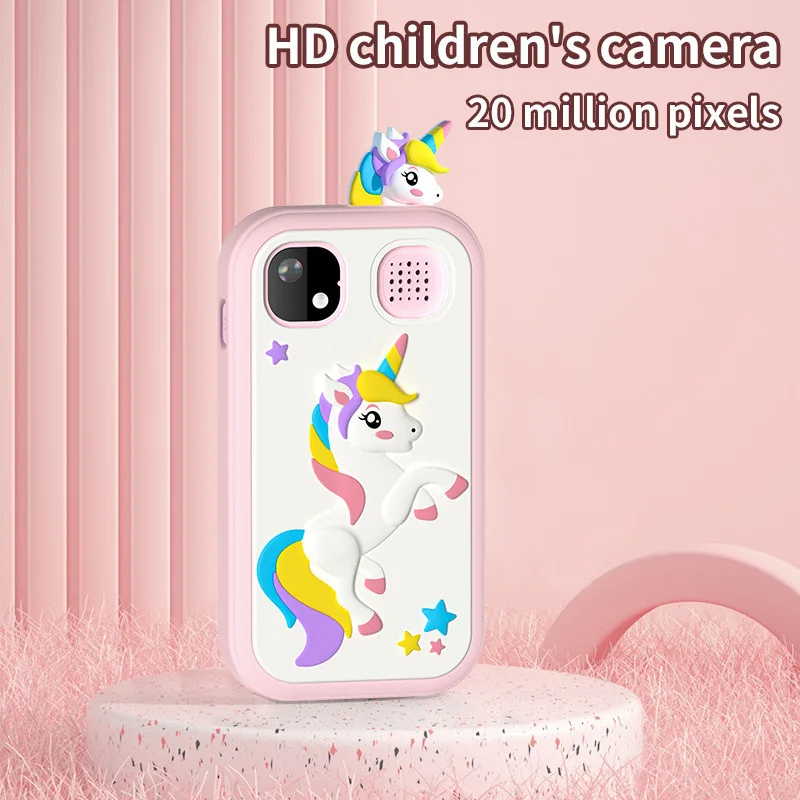 Crianças brinquedos de telefone inteligente dos desenhos animados unicórnio hd touchscreen câmera bebê móvel para meninas meninos crianças brinquedos educativos presentes aniversário