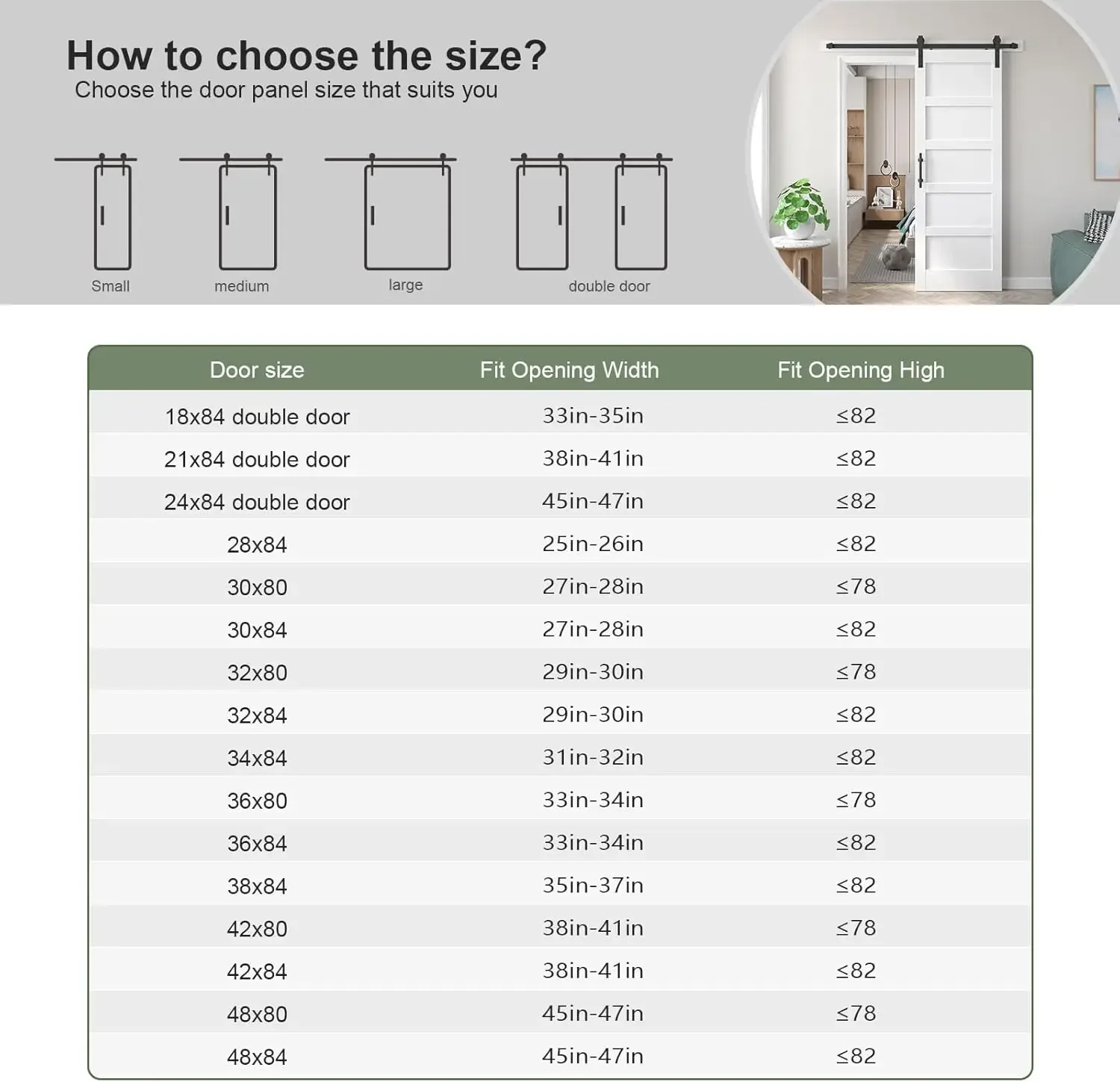 [متجر Helong] باب الحظيرة الأبيض مقاس 32 بوصة × 80 بوصة ومجموعة أدوات باب الحظيرة المنزلقة بطول 5.5 قدم، صلب، MDF، سطح PVC، مجموعة DIY، 5-
