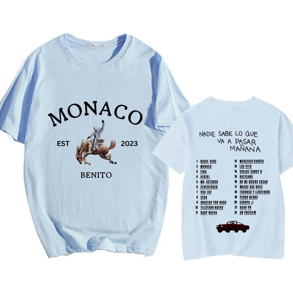 Bad Bunny Monoco Bentio Tshirt Cotton Mens Soft Tee-shirt New Album Nadie Sabe Lo Que Va Pasar Manana T-shirt Short Sleeve Tees