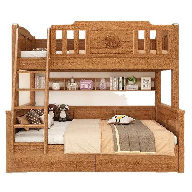 

#Walnut bunk Solid wood high and low bed Split double bed Mother and child bed Children's room