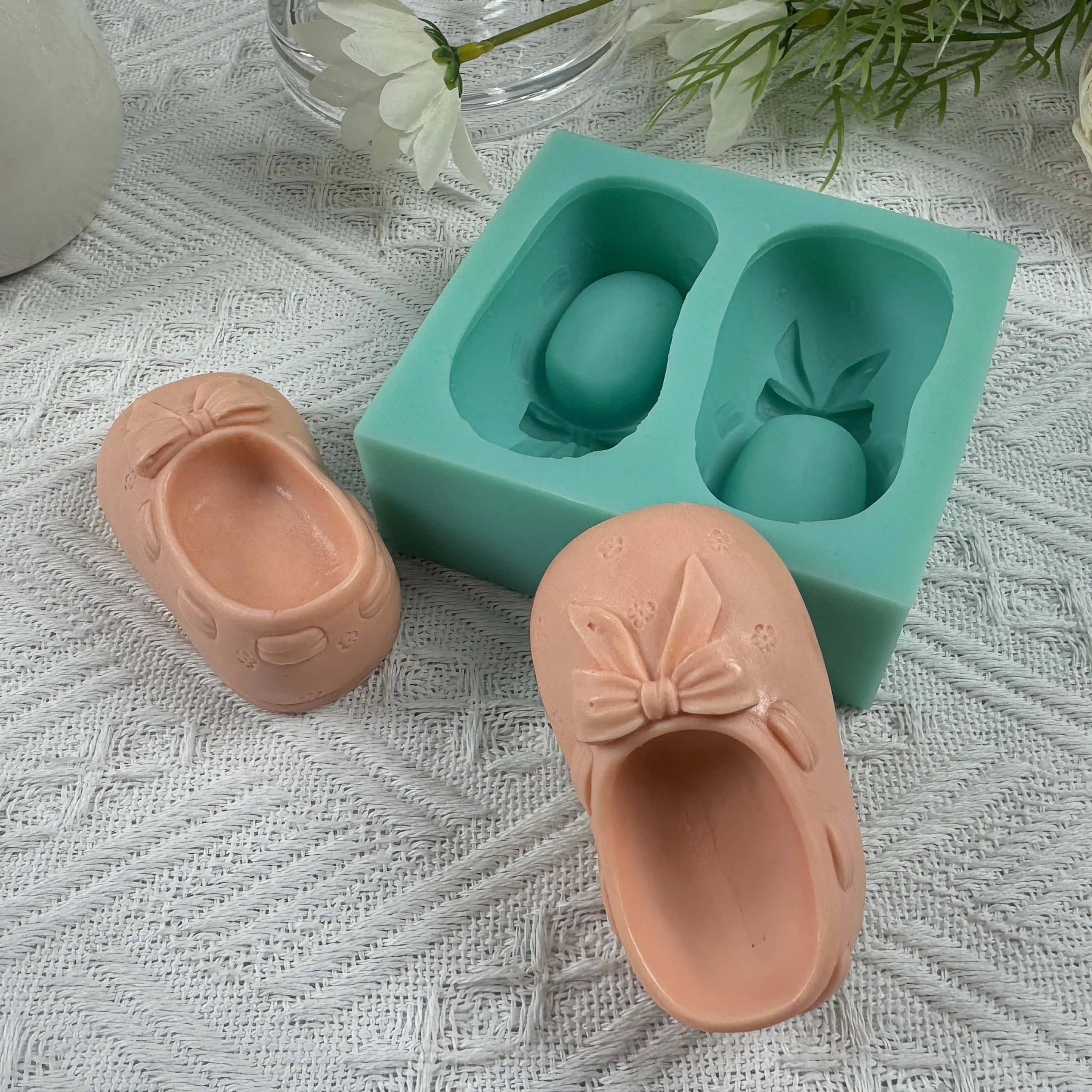 3D buta DIY silikonowe do mydła formy pachnące wosk Melt formy świec czekolada forma do masy cukrowej zdobione epoksydowe gipsowe formy rzemieślnicze
