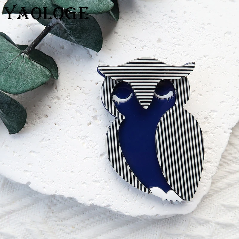 YAOLOGE Original New Product Animal Owl Brooch Stripe Stitching Design Women\'s Fashion Clothing Bag Accessories Badge