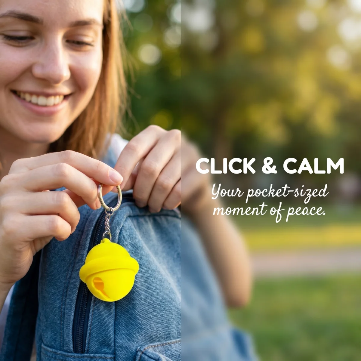 1 Pack 4.6cm 3D Printed Eco-Friendly PLA，Bell Fidget Keychain, Novelty Bag Charm with Sturdy Metal Split Ring