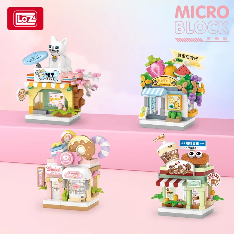 LOZ NEW Building Blocks City View Scene Coffee Shop Retail Store Architectures model Assembly Toy Christmas Gift for Children