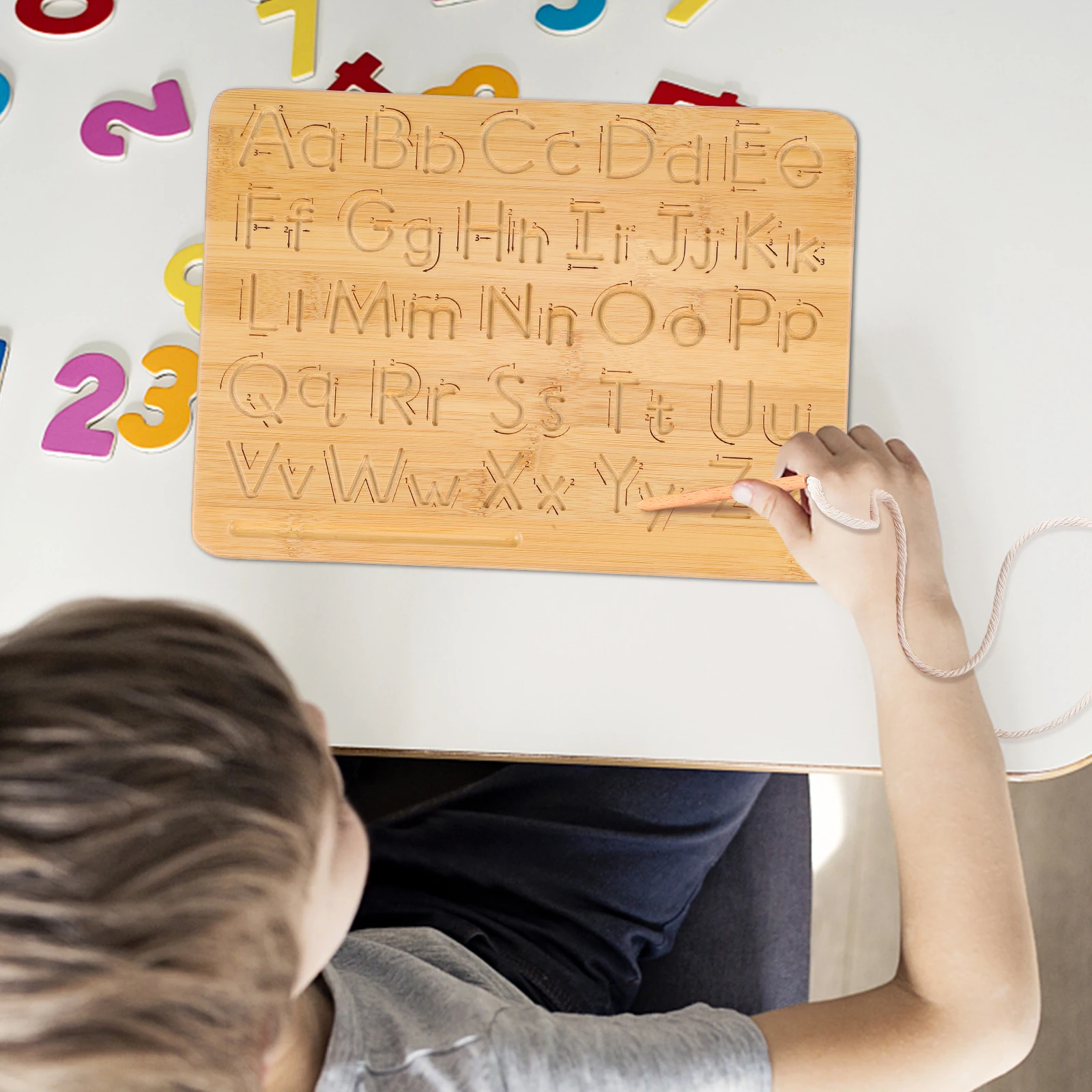 

Double Sided Wooden Alphabet Board Letters Numbers Tracing Educational Toy for Kids Montessori Preschool Learning Tool Digital