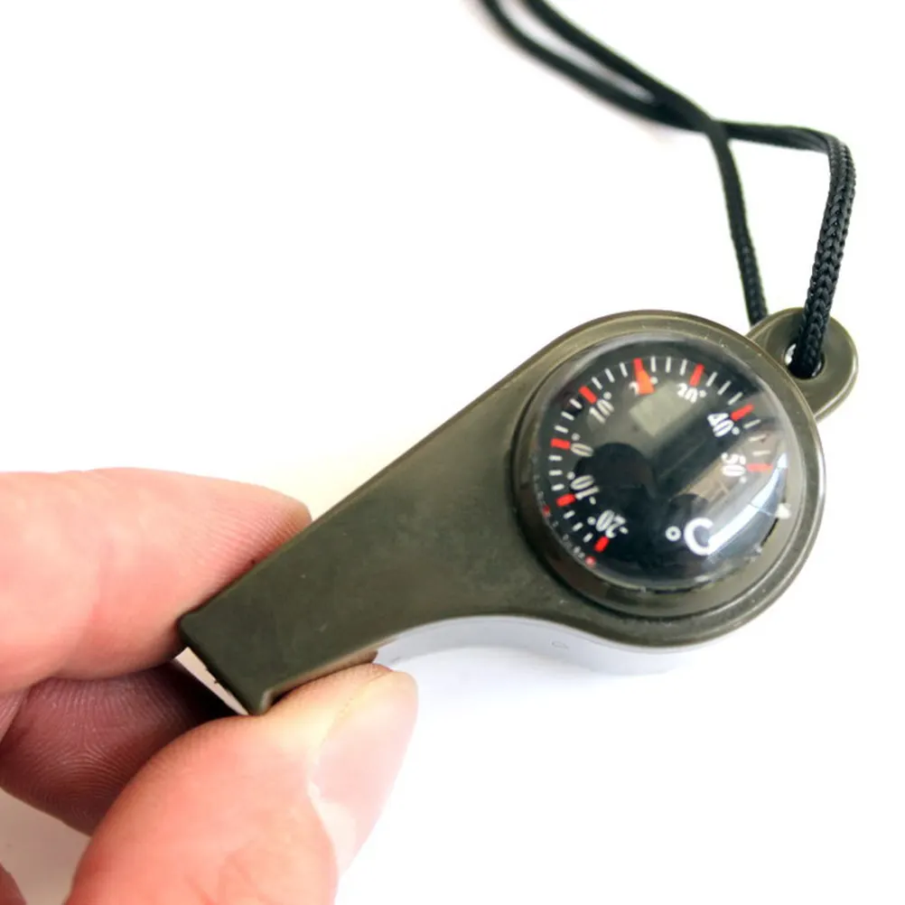4Pcs Rescue Whistle High-Frequency 3-in-1 Survival Compass Thermometer Outdoor Emergency Calling Signaling Hiking Equipment