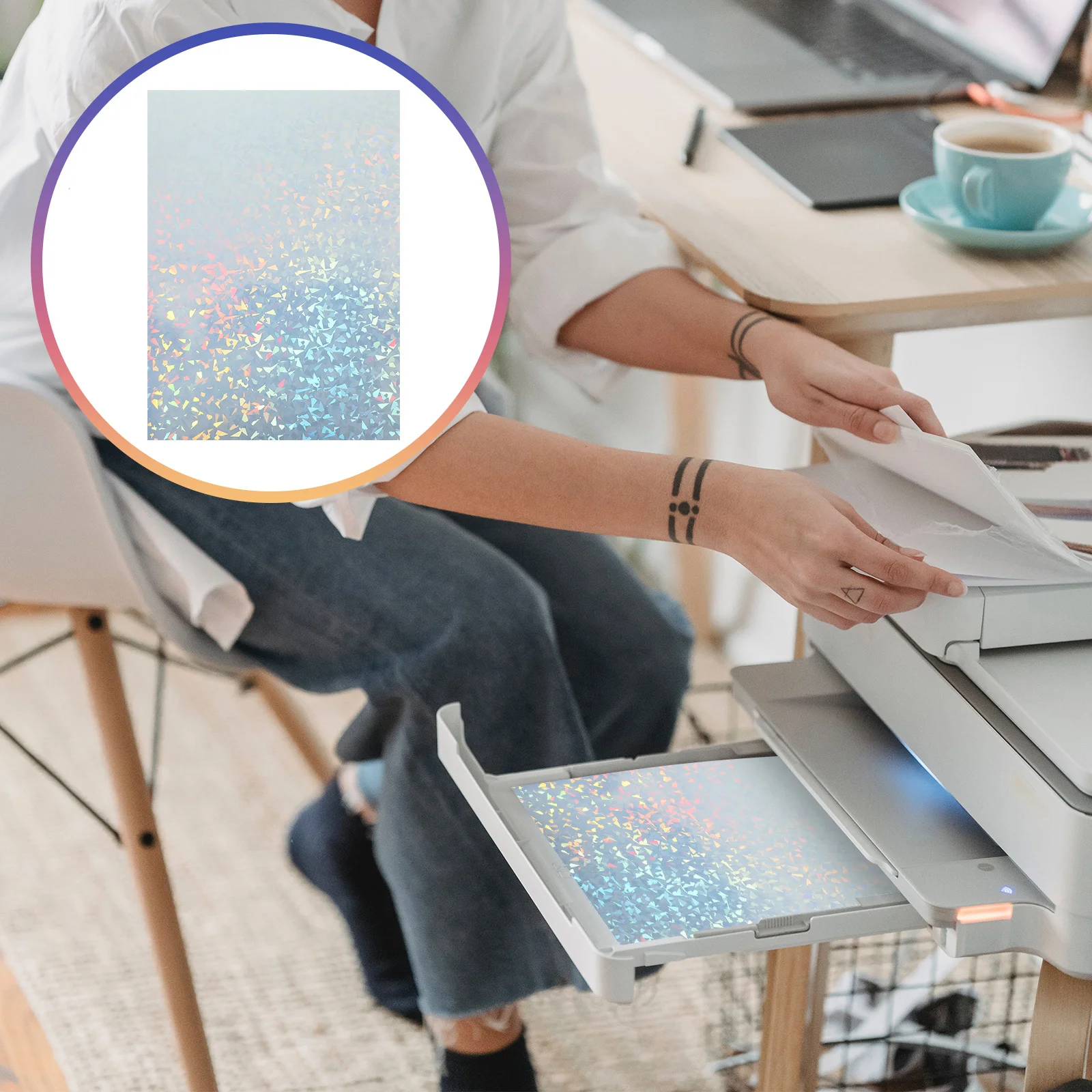 Vinyl Sticker Paper Holographic Adhesive Printable For Printer Matte Finish Office Supplies Craft Projects Display Cards