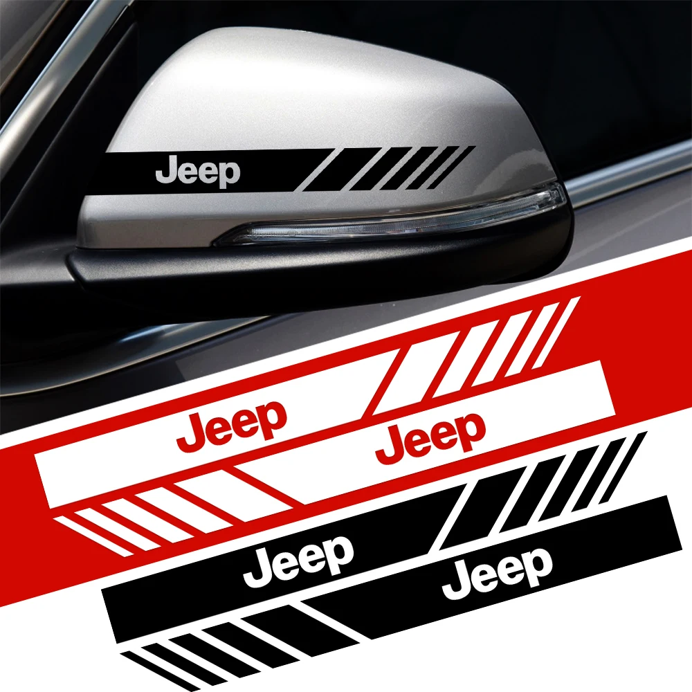 Car Styling 2Pcs Rearview Mirror Decal Stickers For Jeep Renegade Wrangler JK Compass Grand Cherokee Auto decoration Accessories