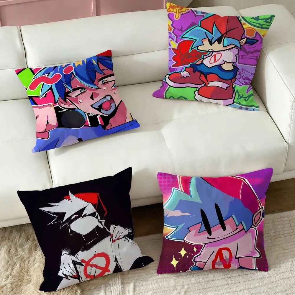 FNF Mid Fight Masses Boyfriend  Square Double-Sided printed Pillow Case Bedroom Bedside Pillow Sofa Cushion Cover