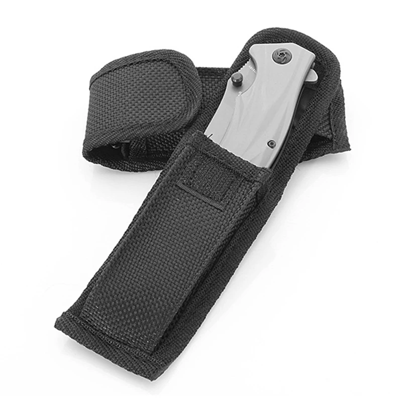 Nylon Sheath For Folding Pocket Knife Outdoor Camping Bag Durable Pouch Case Nylon Belt Ring Portable Storage Flashlight Pocket