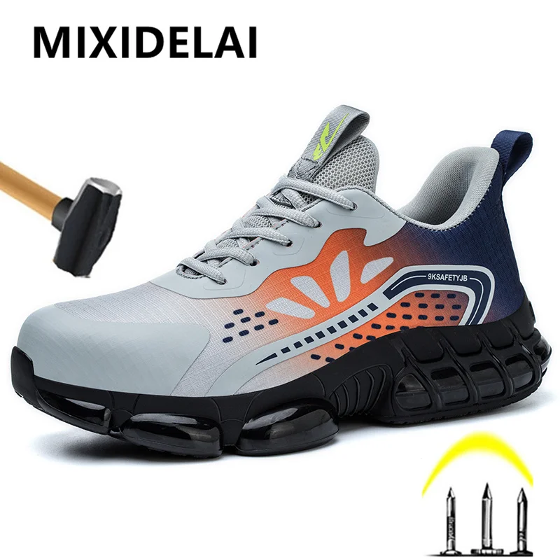 

New Rotating Button Work Sneakers Safety Shoes Men Steel Toe Shoes Work Protective Men Boots Indestructible Shoes Puncture-Proof