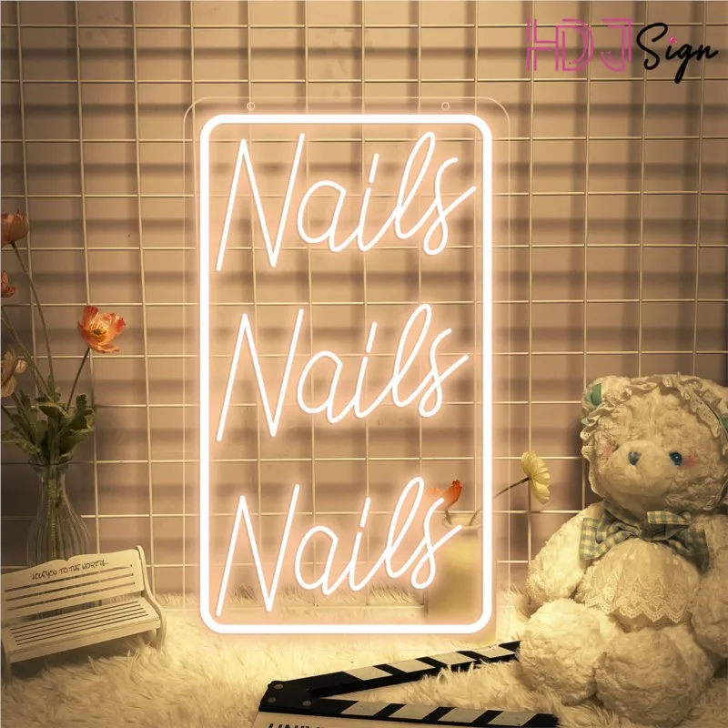 เล็บเล็บเล็บห้องป้ายนีออนของขวัญที่กําหนดเอง 3D แกะสลัก LED Light Beauty Room Wall Decor สําหรับขนตาเล็บ Shop ห้องนอน