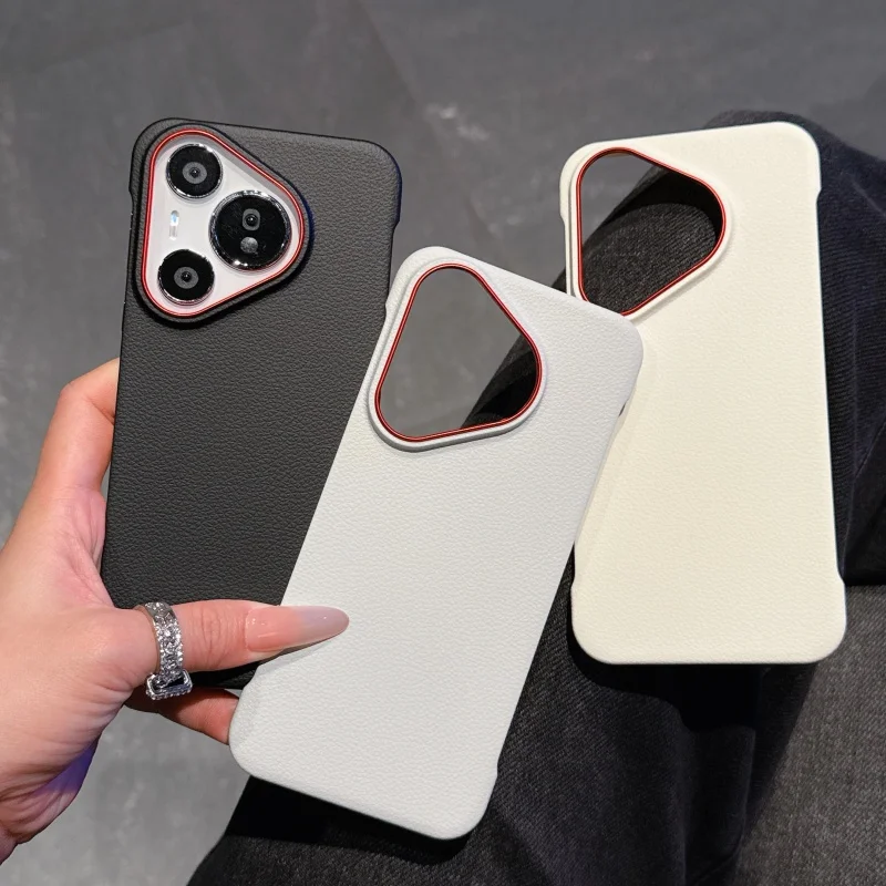 

Frameless Case For Huawei Pura 70 and Pura 70 Ultra Pro Plus Ultra Thin Slim MagSafe Litchi Grain Leather Simulation Case Cover
