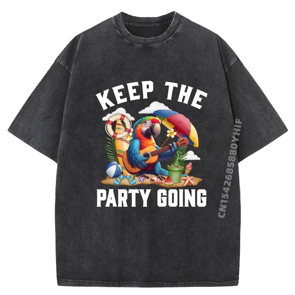 

Мужская футболка Keep The Party Going Parrot с графическим рисунком и коротким рукавом, уличные мягкие дышащие молодежные футболки, летняя футболка