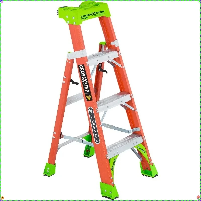 타입 IA 유리섬유 사다리, 4피트 크로스 스텝 디자인, 300파운드 하중, 산업 및 가정용