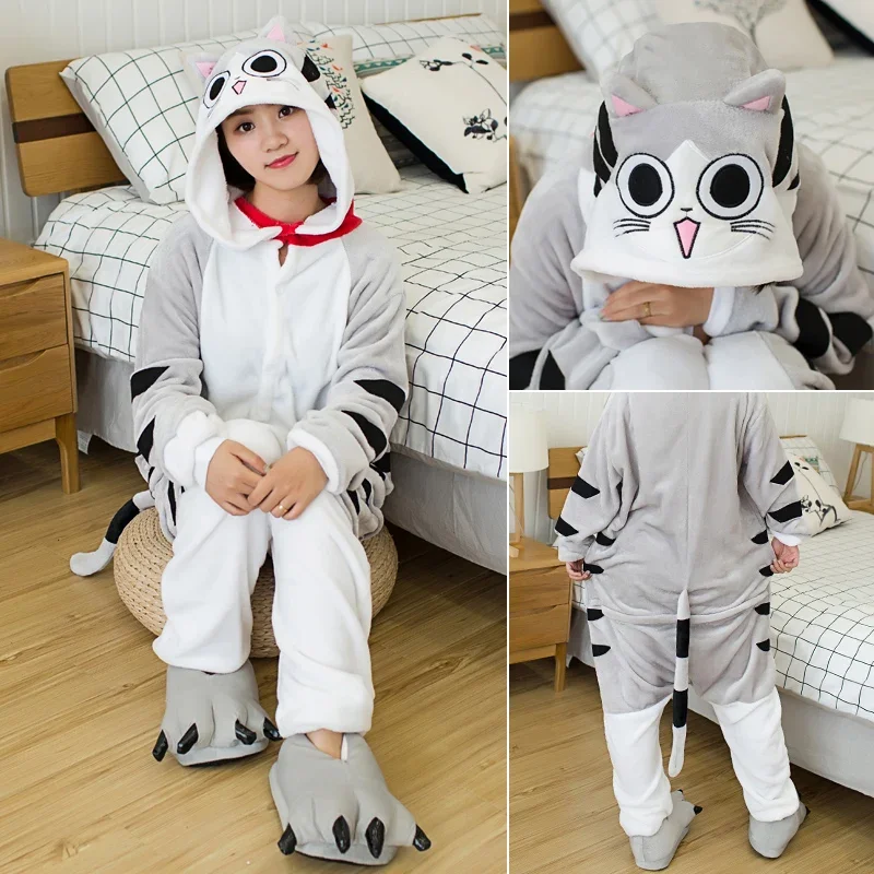 Onesies Adult Panda Unicorn Cartoon Onesie Women Flannel Pajamas Animal Cosplay One Piece Sleepwear Children Jumpsuits