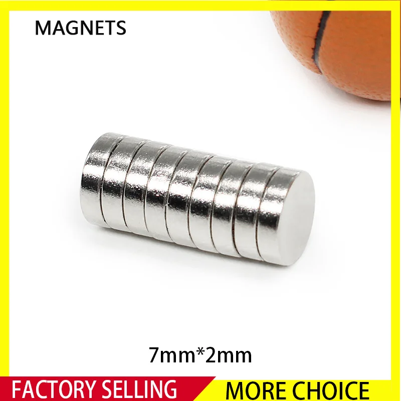 

20~1000PCS 7x2mm Disc Rare Earth Magnet 7mm x 2mm N35 Small Round NdFeB Magnet Strong Powerful Magnetic Magnets 7*2mm