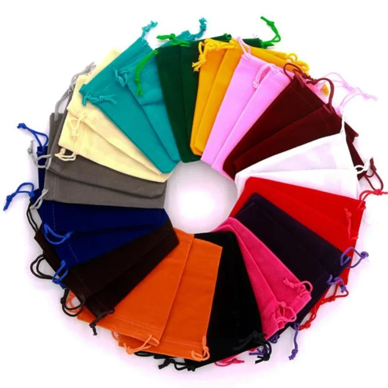 50 Stück/Lot, verschiedene Größen, bunte Samtbeutel, Hochzeitsbeutel, Schmuckverpackung, Display, Kordelzug, Verpackung, Geschenktüten