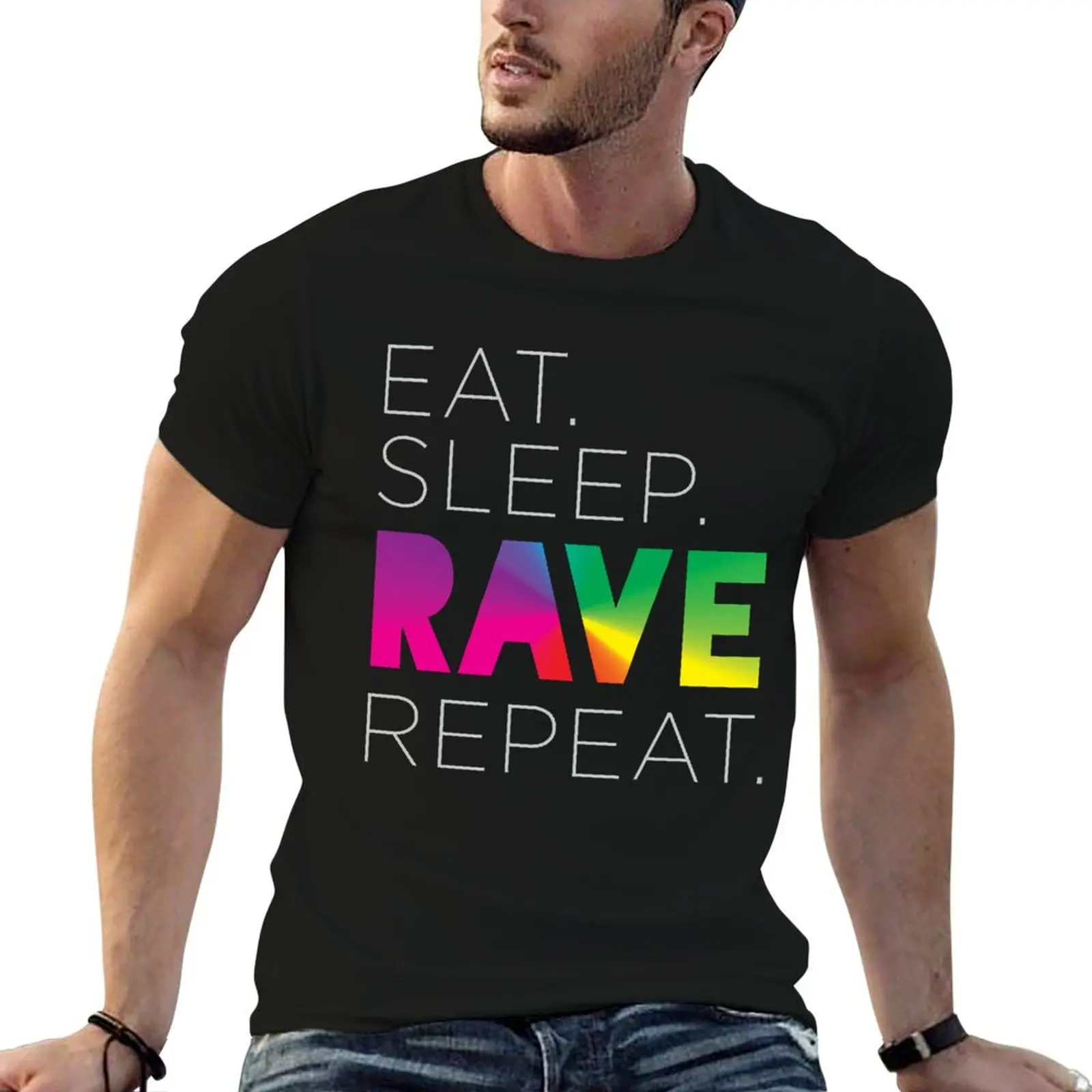 

Eat. Sleep. RAVE. Repeat. Tee T-Shirt oversizeds vintage graphic tee t shirt men