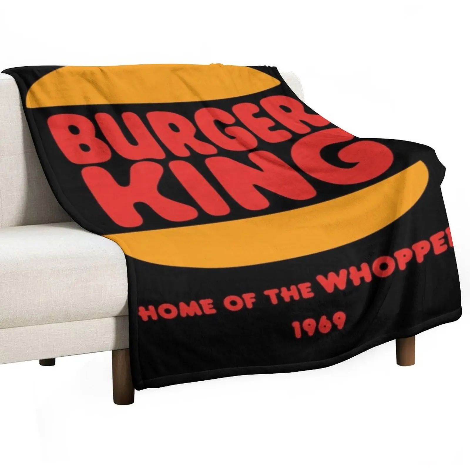 Vintage 70s, 80s, 90s, Burger King Home Of The Whopper 1969 Logo Throw Blanket For Baby Plaid on the sofa manga Thermal Blankets