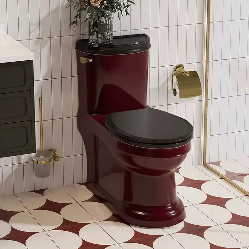 German French Vintage Wine Red Siphon Toilet Creative Hotel European Style Ceramic