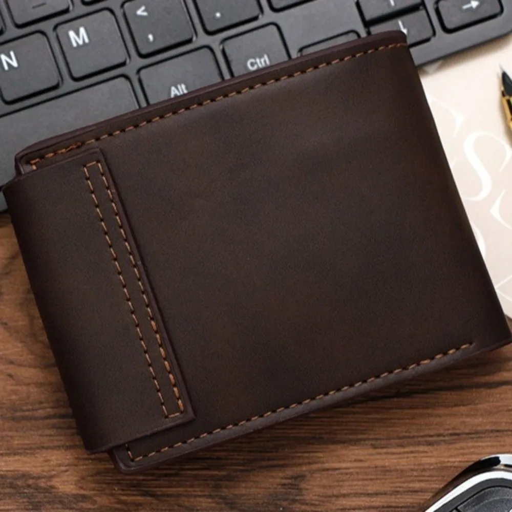 Cartera de cuero PU de alta calidad para hombre, múltiples ranuras para tarjetas, tarjetero corto, cartera informal portátil Zero