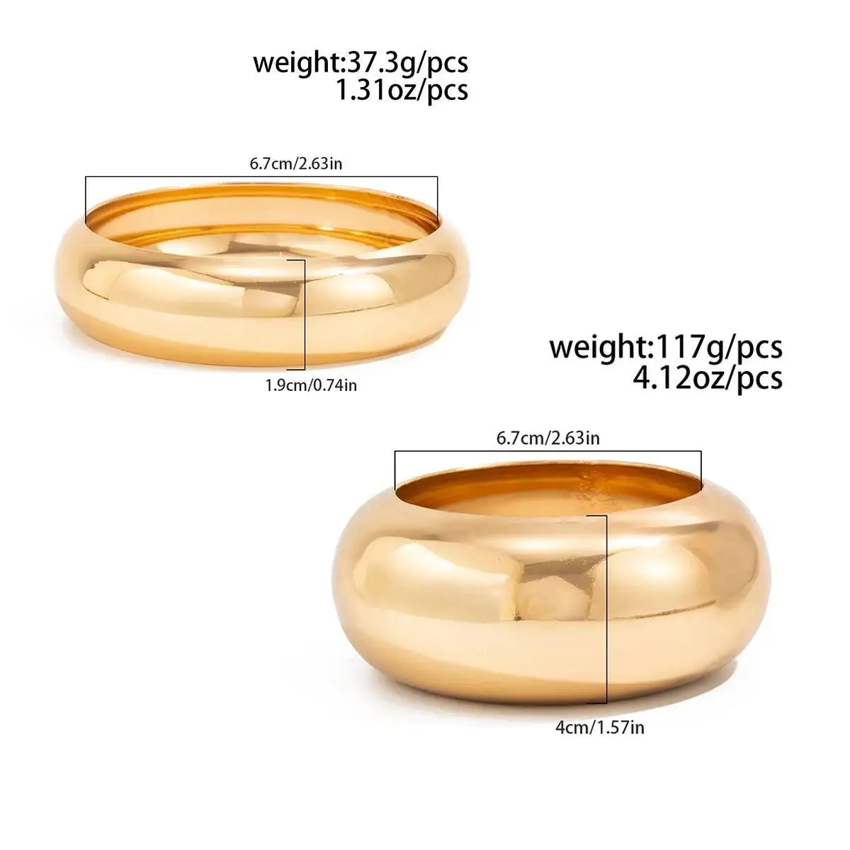 Lacteo مبالغ فيها الشرير السلس جولة واسعة الكفة أساور سوار المرأة مزاجه الموضة الذهب اللون المعادن الإسورة حُليات المجوهرات #5