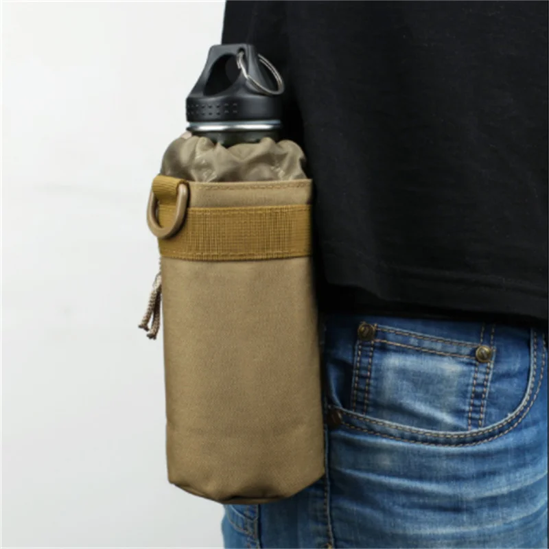 Hunting Water Bottle Bag Molle System Kettle Pouch Holder Camping Cycling Bottle Bag Drawstring Pouch Bag for Tactical Backpack