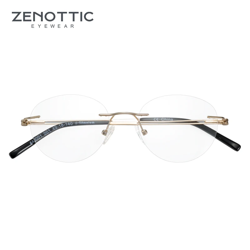 ZENOTTIC Reinem Titan Randlose Brille Rahmen Männer Ultraleicht Square Optische Klare Linse Brillen Myopie Brillen