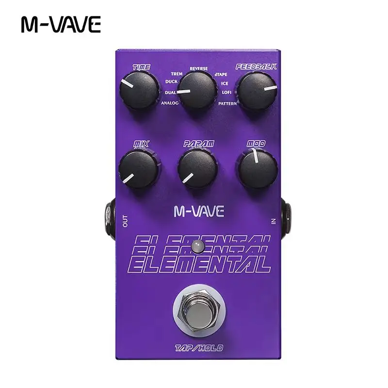 M VAVE Elemental Guitar Delay Effect Pedal 9 Delay Modes Digital Modeling Single Effect Processor For Guitar Players