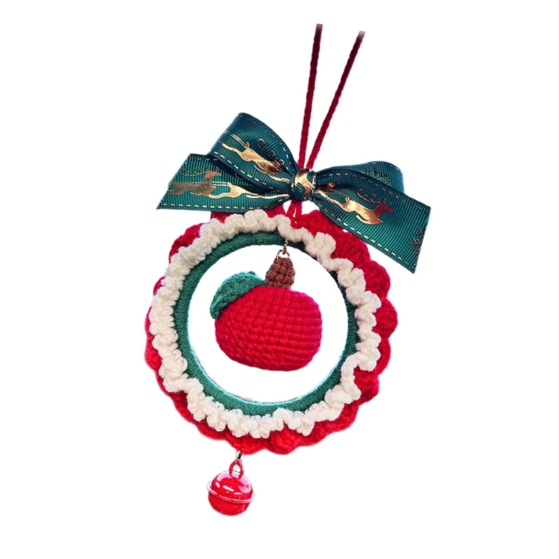 Artisanal Knitted Vehicle Charm Handwoven Christmas Car Hanging Decoration Stable Wool Knitted Festival Ornament