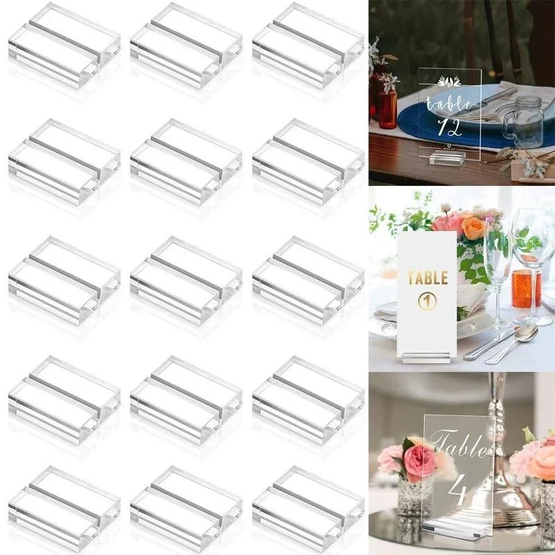 12Pcs 30*25*10mm Acrylic Stands Place Card Holders Table Number Desktop Clear Display Stand Transparent Sign Holder