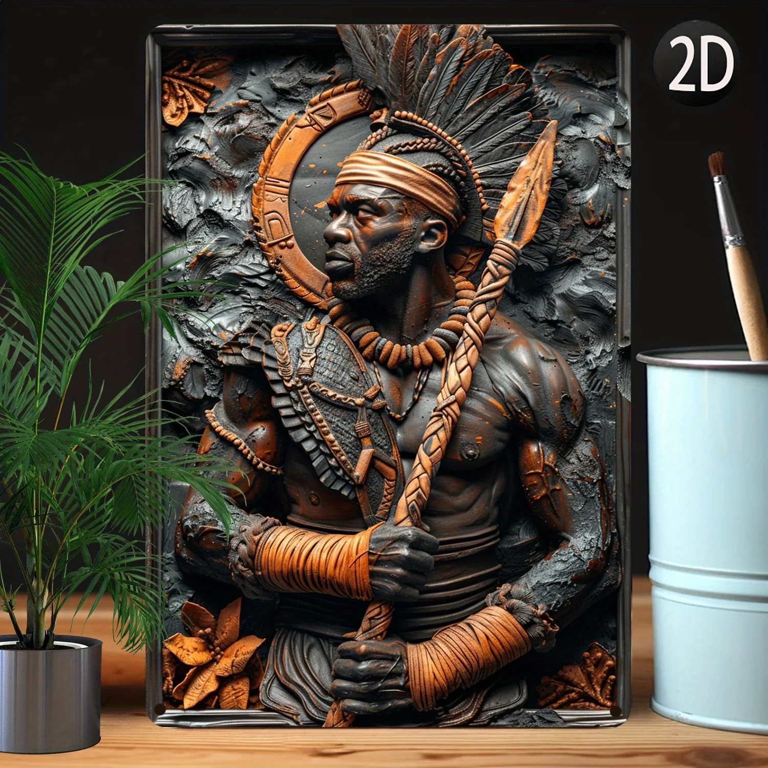 Aluminum Metal Tin Sign: Zulu Warrior Art - 100% Aluminium, Moisture Resistant, 32% Higher Bending Resistance